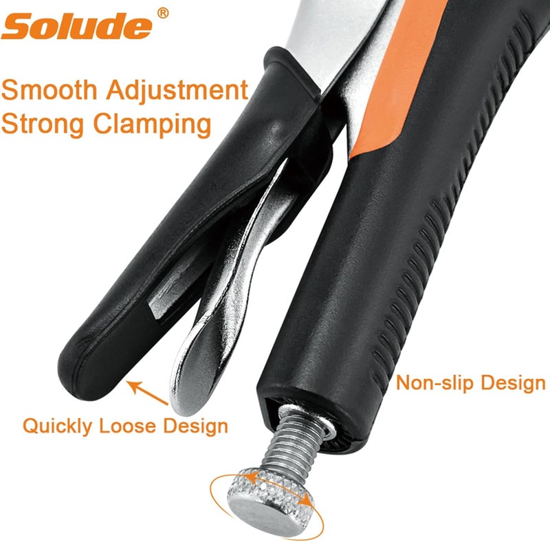 SOLUDE 14-Inch C-Clamp Locking Pliers,Heavy Duty Vise Grip Welding Clamp With Swivel Pads for Woodworking,Home,Metalworking,Auto Repair(2 Pack) - Image 3